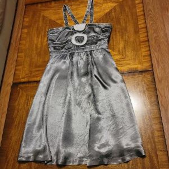 BCBG Silver Satin Dress - Picture 2 of 15